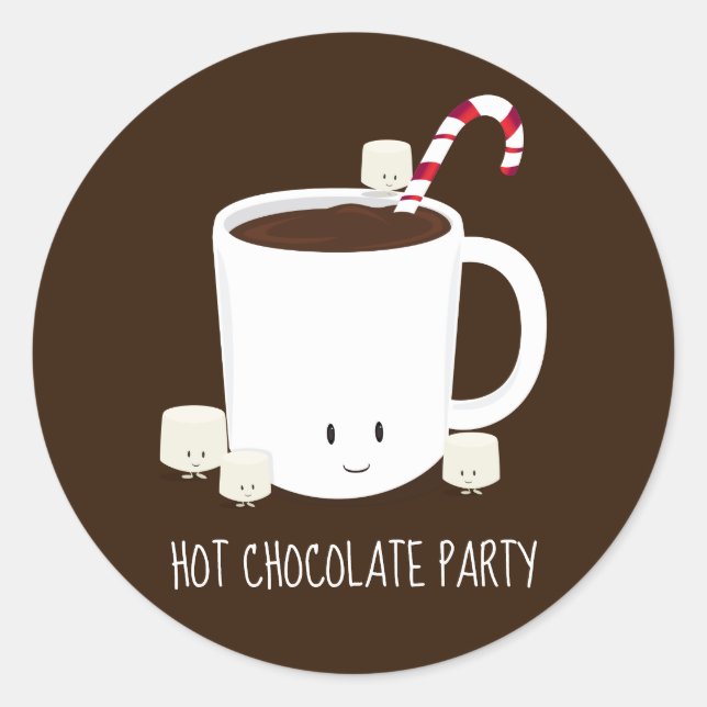 Christmas Party Hot Chocolate Hot Cocoa Classic Ro Classic Round Sticker (Front)