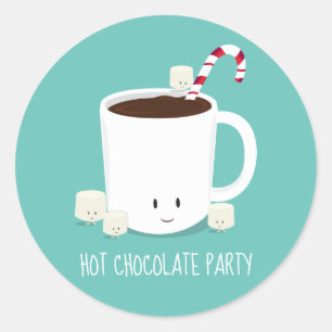 Christmas Party Hot Chocolate Hot Cocoa Classic Ro Round Sticker