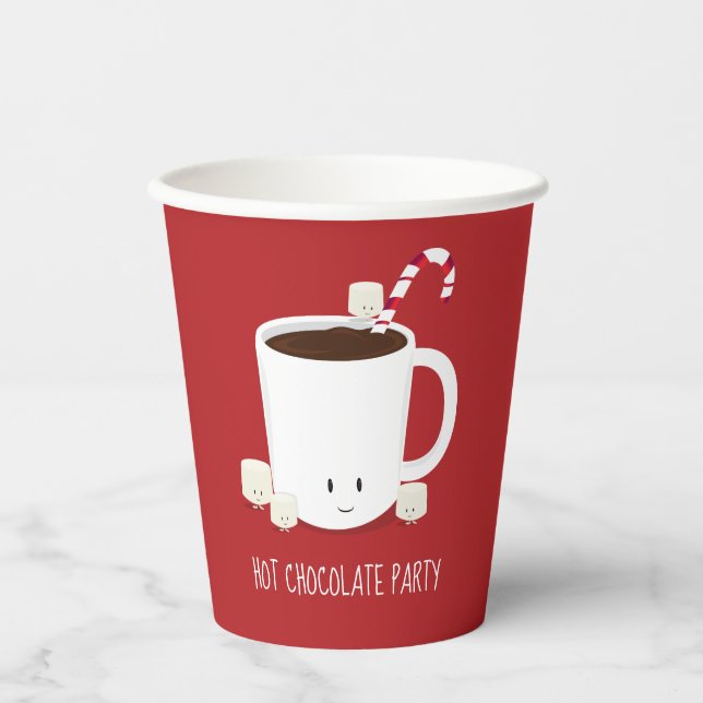 Christmas Party Hot Chocolate Hot Cocoa Paper Cups (Front)