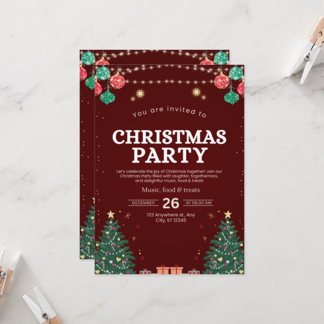 Christmas Party Invitation (Front/Back In Situ)
