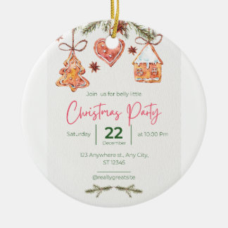 Christmas party invitation ceramic ornament