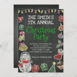 Christmas Party Invitation, Chalkboard Invitation<br><div class="desc">Create your own Christmas Party Invitation. All the text is editable on this Invitation. Graphics by LagartixaShop.com</div>