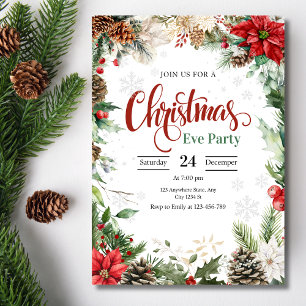 Christmas Party Invitation, Christmas Eve Dinner Invitation