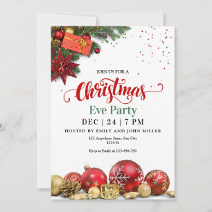Christmas Party Invitation, Christmas Eve Dinner Invitation