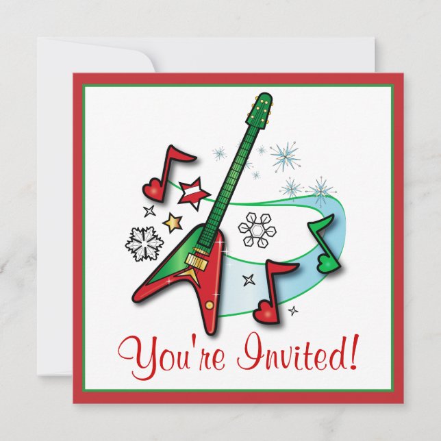 Christmas Party Invitation: Christmas Rock Guitar Invitation (Front)