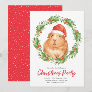 Christmas party Invitation   cute hamster wreath