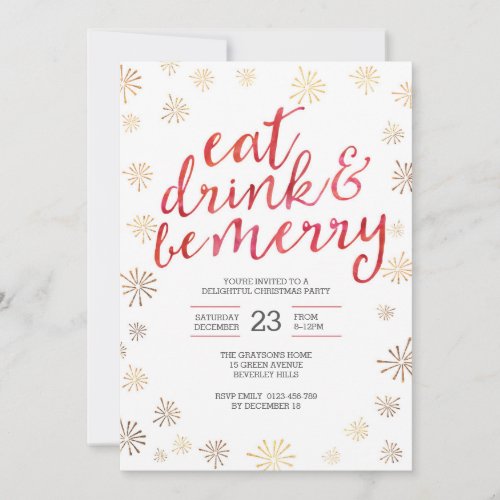 Christmas party Invitation  Eat drink be merry