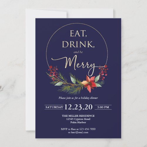 Christmas Party Invitation Eat Drink Be Merry