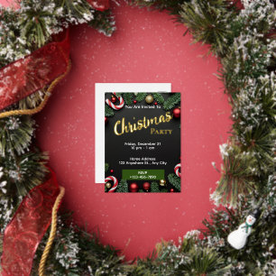 Christmas Party Invitation Editable Foil Postcard