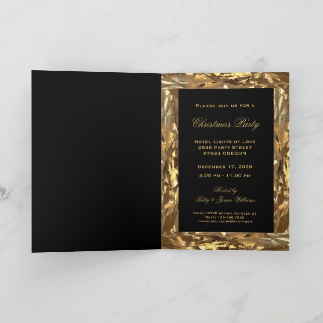 Christmas Party Invitation Elegant Black and Gold (Inside)
