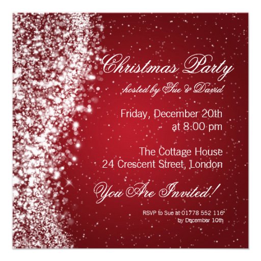 Christmas Party Invitation Elegant Sparkle Red 5.25
