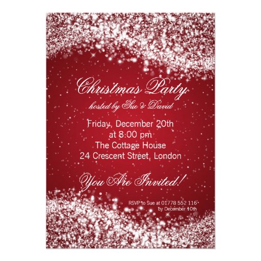 Christmas Party Invitation Elegant Sparkle Red 5