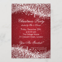 Christmas Party Invitation Elegant Sparkle Red