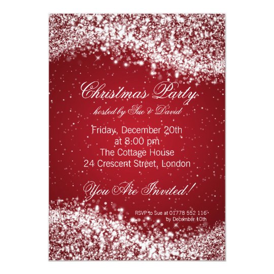 Christmas Party Invitation Elegant Sparkle Red | Zazzle.com
