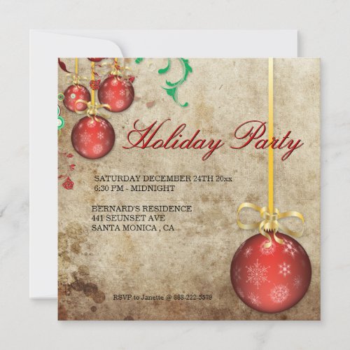 Christmas Party Invitation Fancy Ornaments