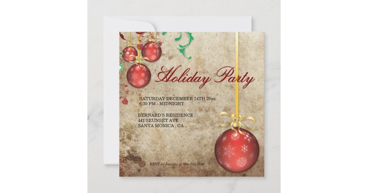 Christmas Party Invitation Fancy Ornaments | Zazzle