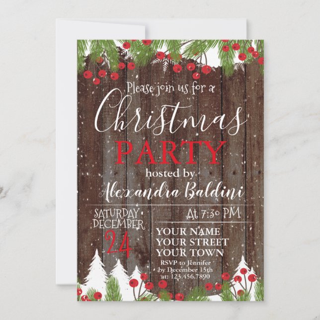 CHRISTMAS PARTY Invitation, Floral Invitation (Front)