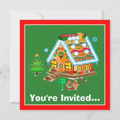 Christmas Party Invitation Gingerbread House Invitation