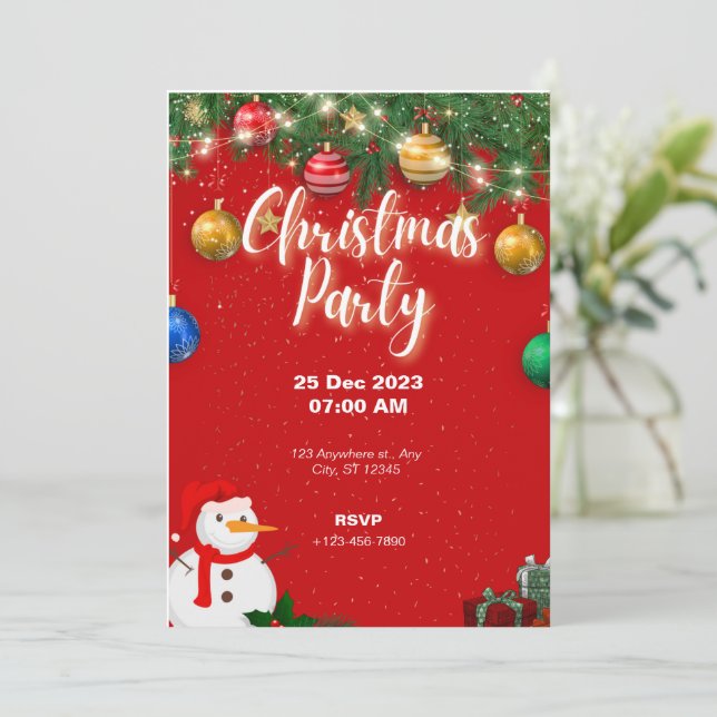 Christmas Party Invitation Holiday Party  (Standing Front)