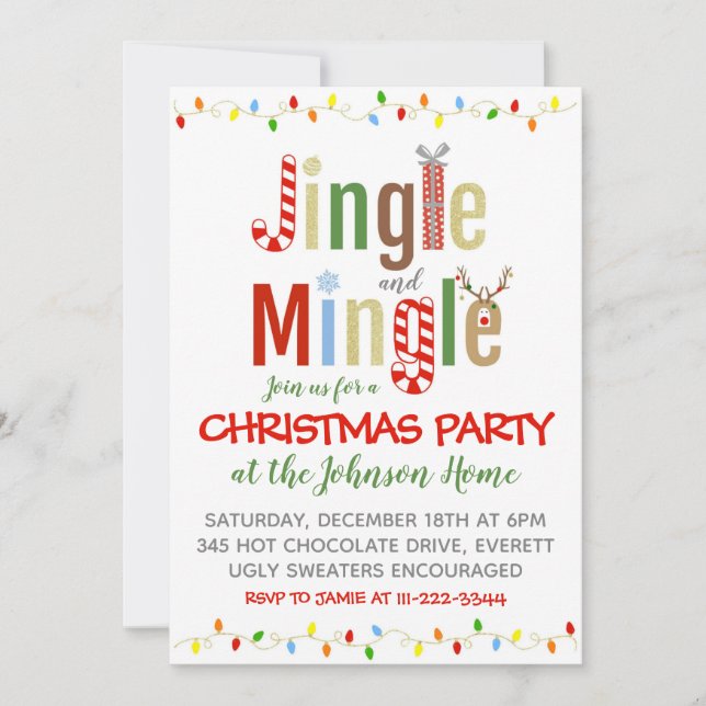 Christmas Party Invitation Jingle and Mingle (Front)