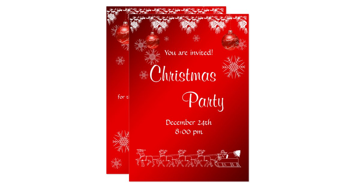 Christmas Party invitation on red | Zazzle
