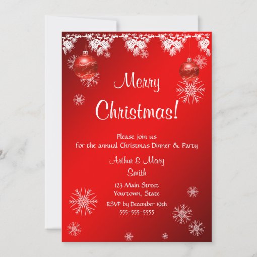 Christmas Party invitation on red background | Zazzle