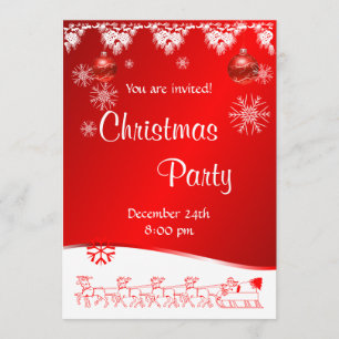 Christmas Party invitation on red background