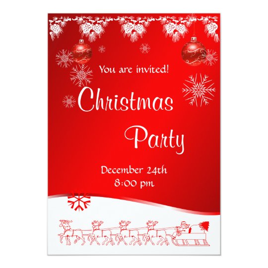 Christmas Party invitation on red background | Zazzle.com
