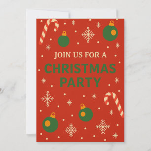 Christmas Party Invitation Playful Candy Cane