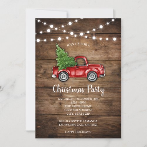 Christmas Party Invitation Red truck Holiday Invitation