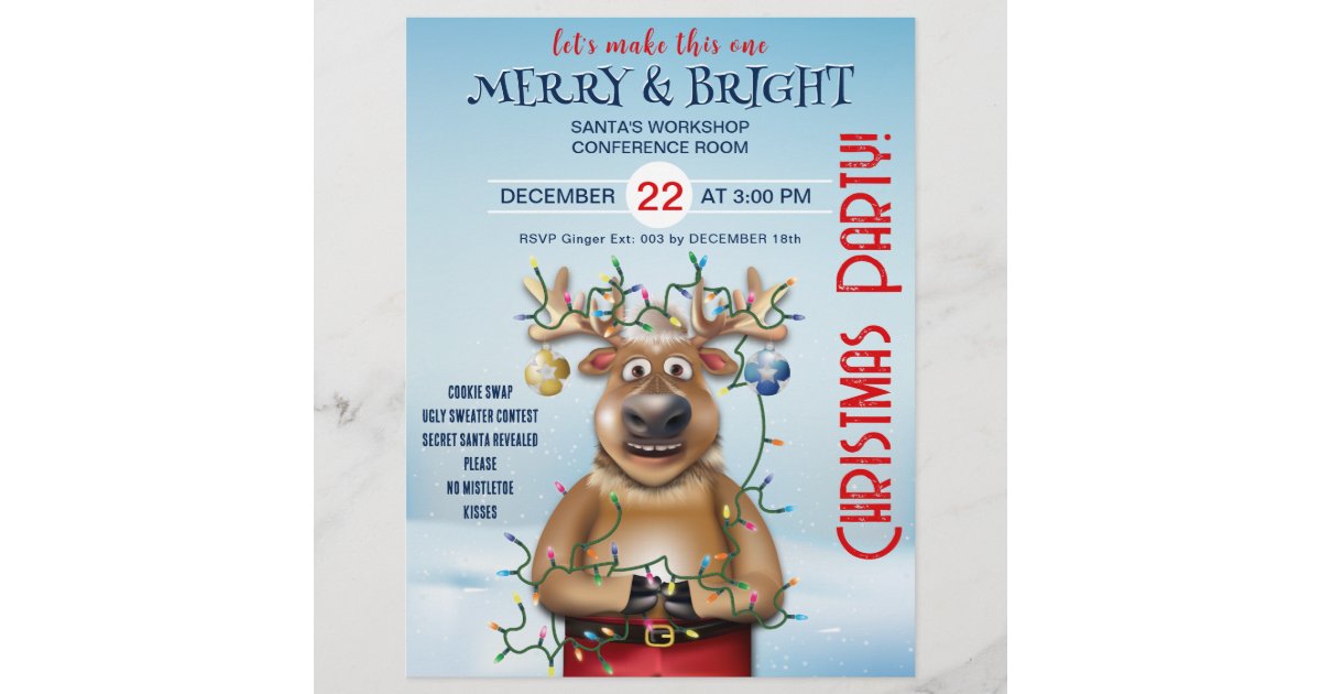 Christmas Party Invitation | Reindeer Flyer | Zazzle