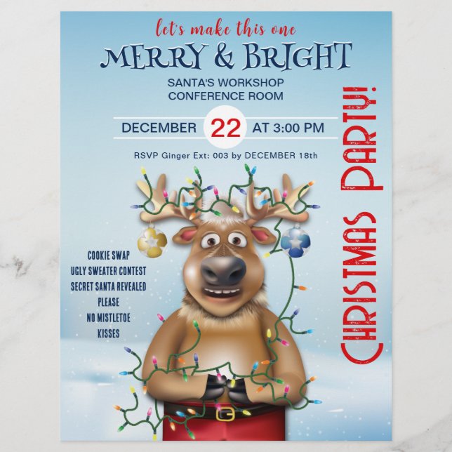 Christmas Party Invitation | Reindeer Flyer (Front)