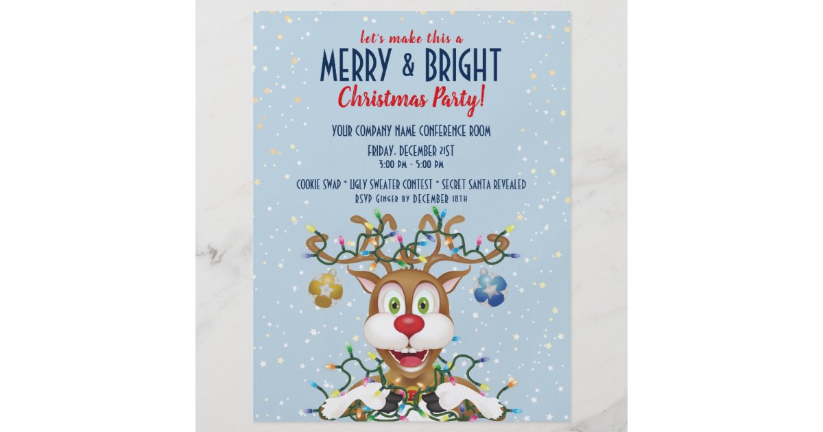 Christmas Party Invitation | Reindeer Flyer | Zazzle