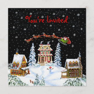 Christmas,party,invitation,Santa,Claus,snowman Invitation