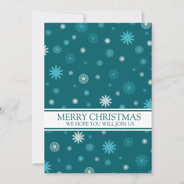 Christmas Party Invitation Teal Snow (Front)