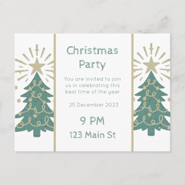 christmas party invitation template customizable postcard (Front)