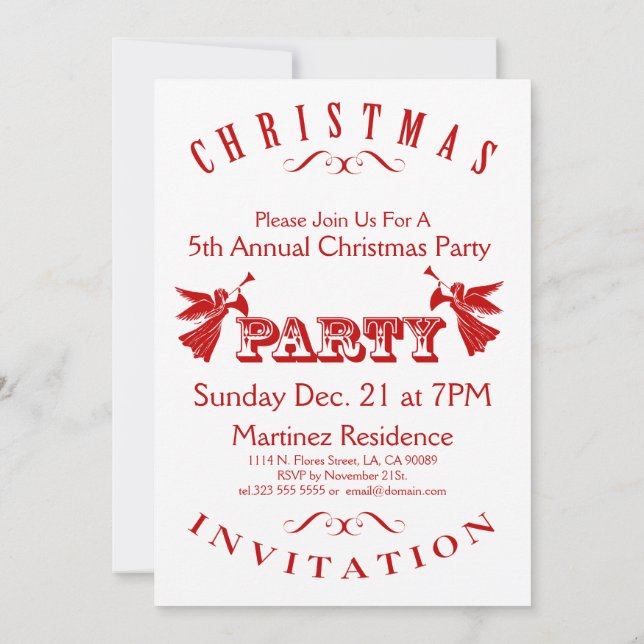 Christmas Party Invitation Typographical Design (Back)