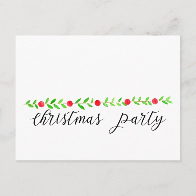 Christmas Party Invitation, watercolor Christmas Postcard (Front)