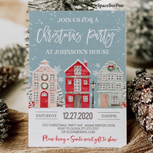 Christmas party invitation Winter Adult Company 