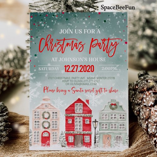 Christmas party invitation Winter Christmas party