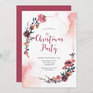 Christmas party Invitation Winter floral wreath