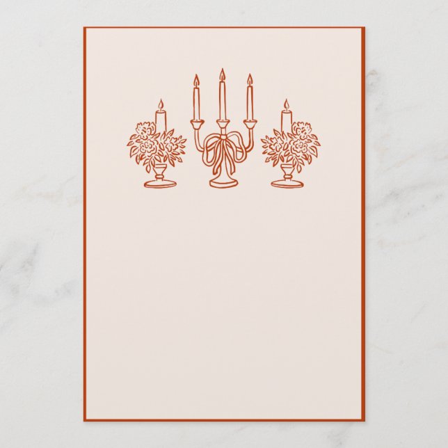 Christmas party invitation with red candle holders (Front)