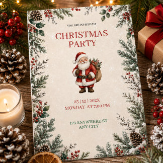 Christmas Party Invitation with Santa