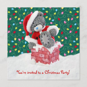 Christmas party Invitation with Santa Teddy Bear