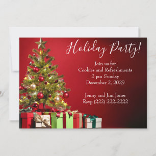 Christmas Party invitation with Tree and Gifts