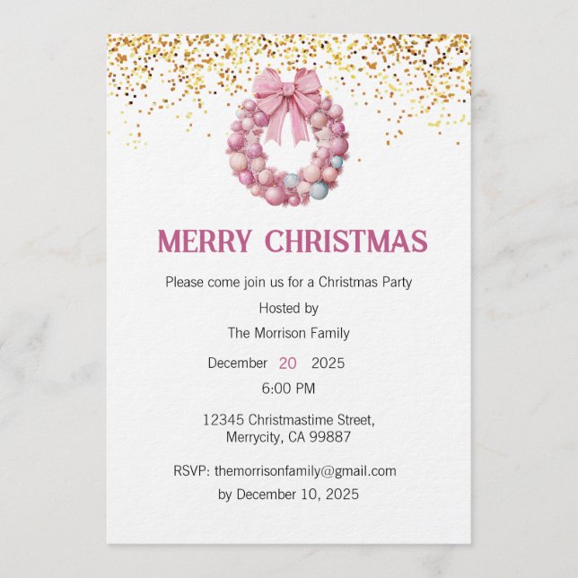 Christmas Party Invitation, Xmas Invite (Front)