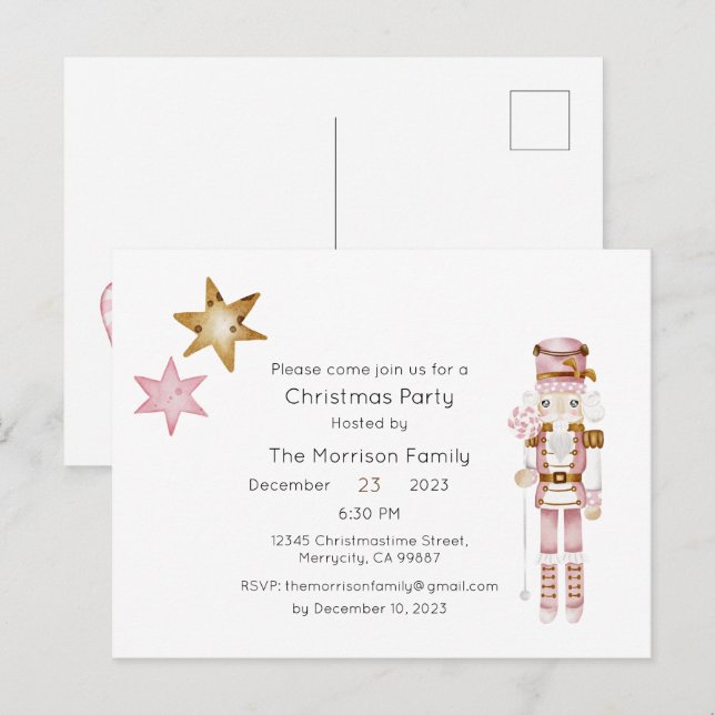 Christmas Party Invitation, Xmas Invite Postcard (Front/Back)