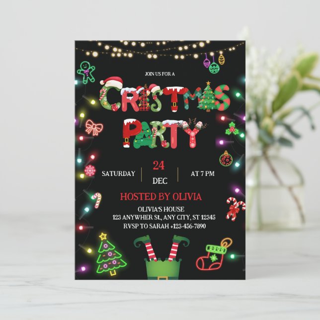 Christmas Party Invitation - Xmas Party invite (Standing Front)