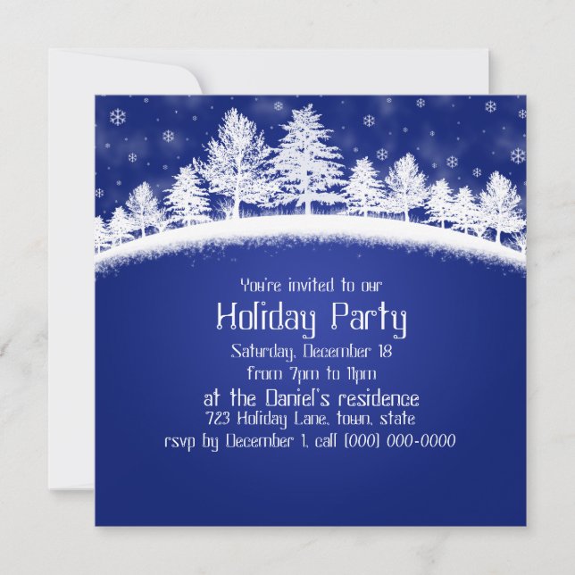 Christmas Party Invitations Blue And White (Front)