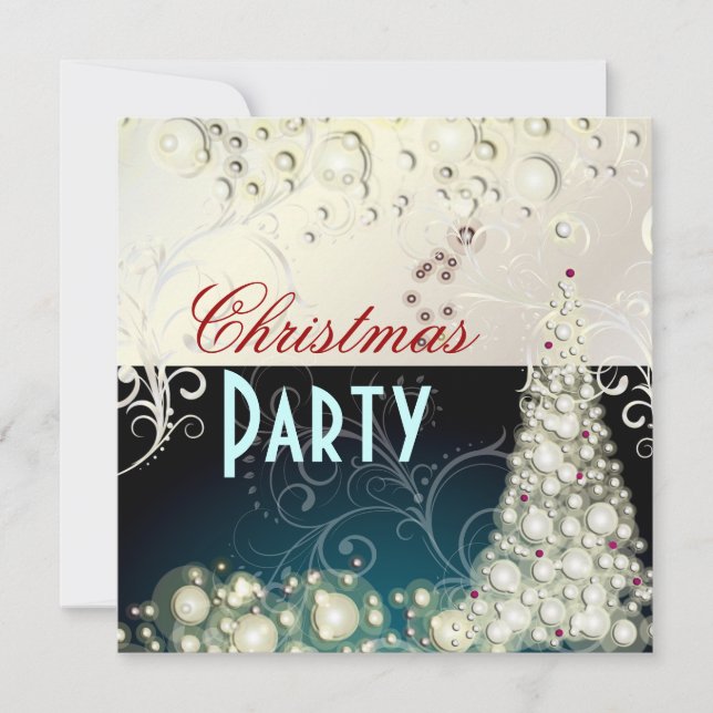 Christmas Party invitations, champagne bubbles Invitation (Front)
